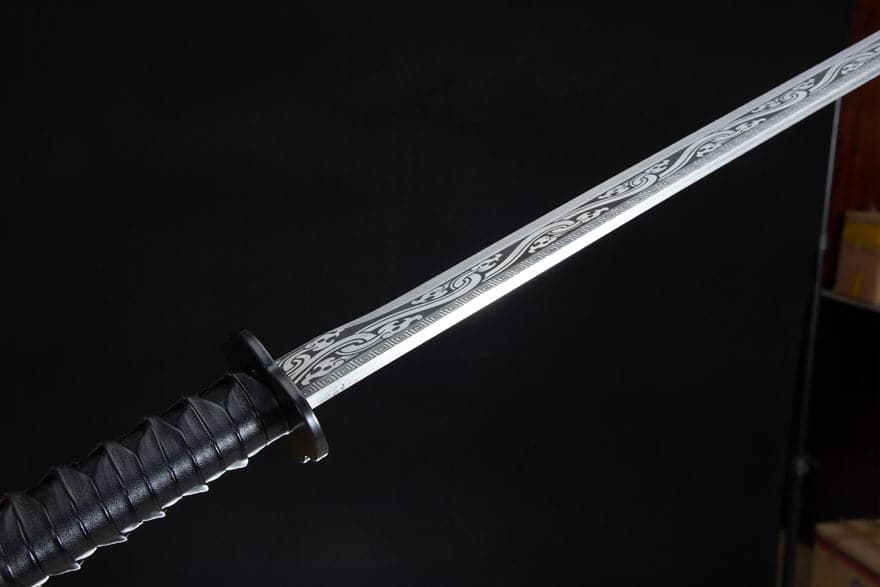 Handmade High Manganese Steel Ink Dragon Chinese Sword With black Sheath