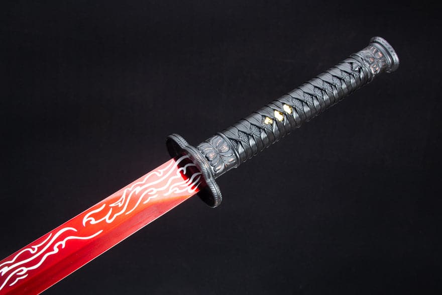 Handmade High Manganese Steel Red Flame Chinese Sword With Red Blade