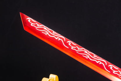Handmade High Manganese Steel Red Flame Chinese Sword With Red Blade