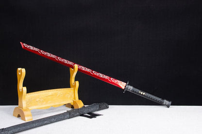 Handmade High Manganese Steel Red Flame Chinese Sword With Red Blade