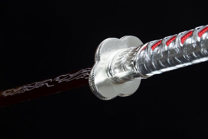 Handmade High-performance  Manganese steel Chinese Sword With Red Blade