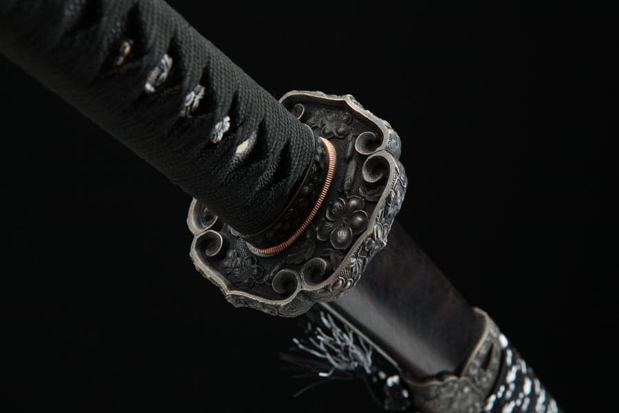 Handmade Japanese Tachi Odachi Sakura Pattern Steel High Ebony