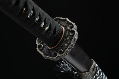 Handmade Japanese Tachi Odachi Sakura Pattern Steel High Ebony