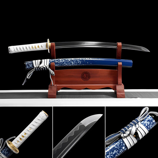 Handmade Japanese Wakizashi Begonia Short Sword T10 burned edge