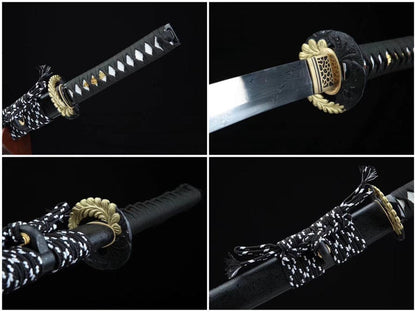 Handmade Japanese Wakizashi Black Moon Damascus Steel