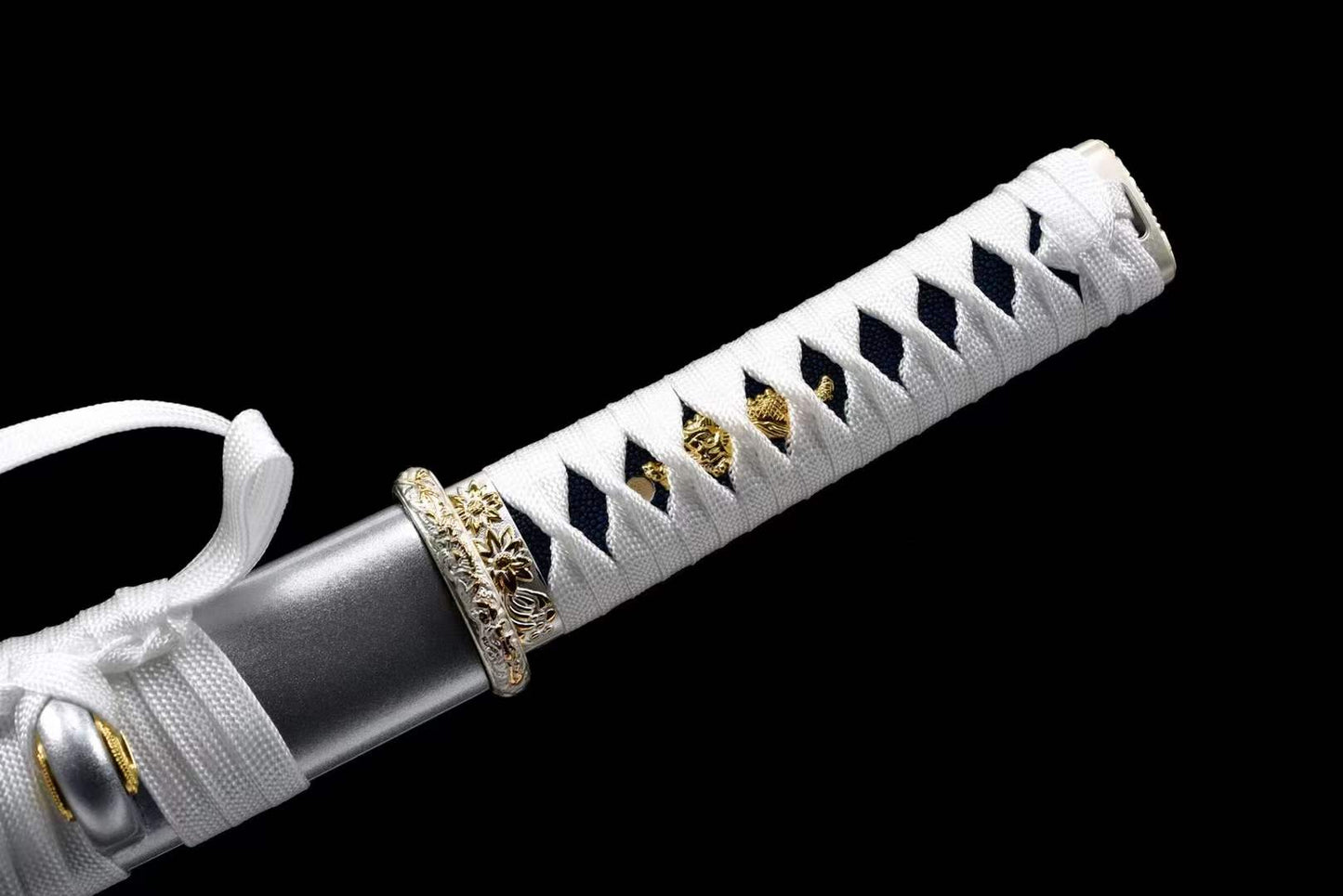 Handmade Japanese Wakizashi White Dragon Chant Short Sword Blue Blade
