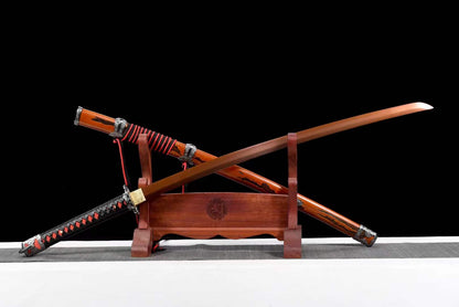 Handmade Undead Cut Katana Sword, Sekiro: Shadows Die Twice Japanese Samurai Sword, Red Manganese Steel Blades, Full Tang