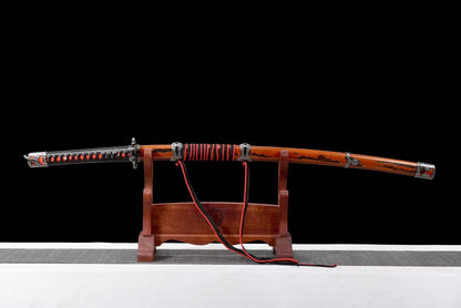 Handmade Undead Cut Katana Sword, Sekiro: Shadows Die Twice Japanese Samurai Sword, Red Manganese Steel Blades, Full Tang