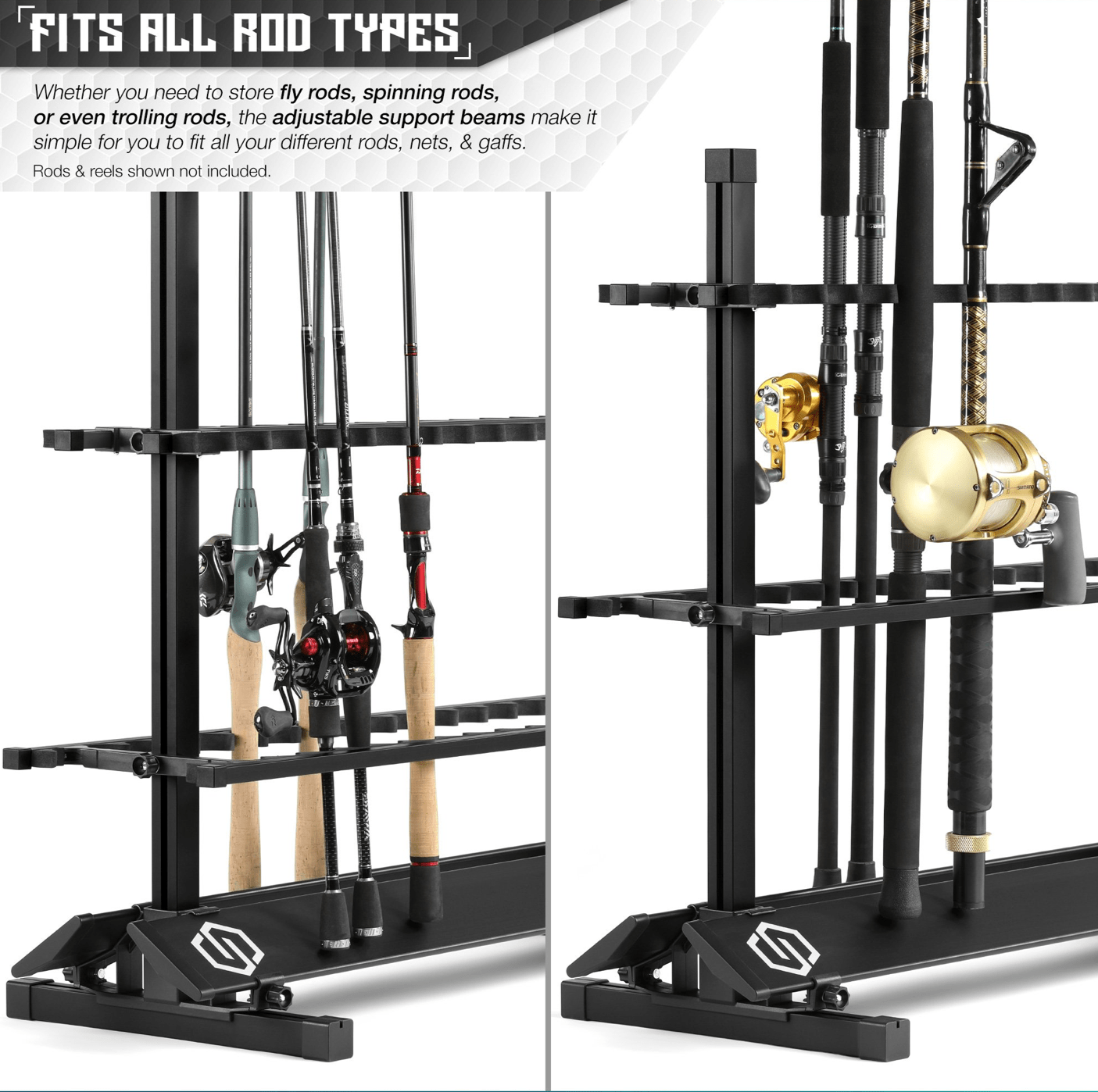 Fishing Pole Aluminum Rack (3 Sizes)